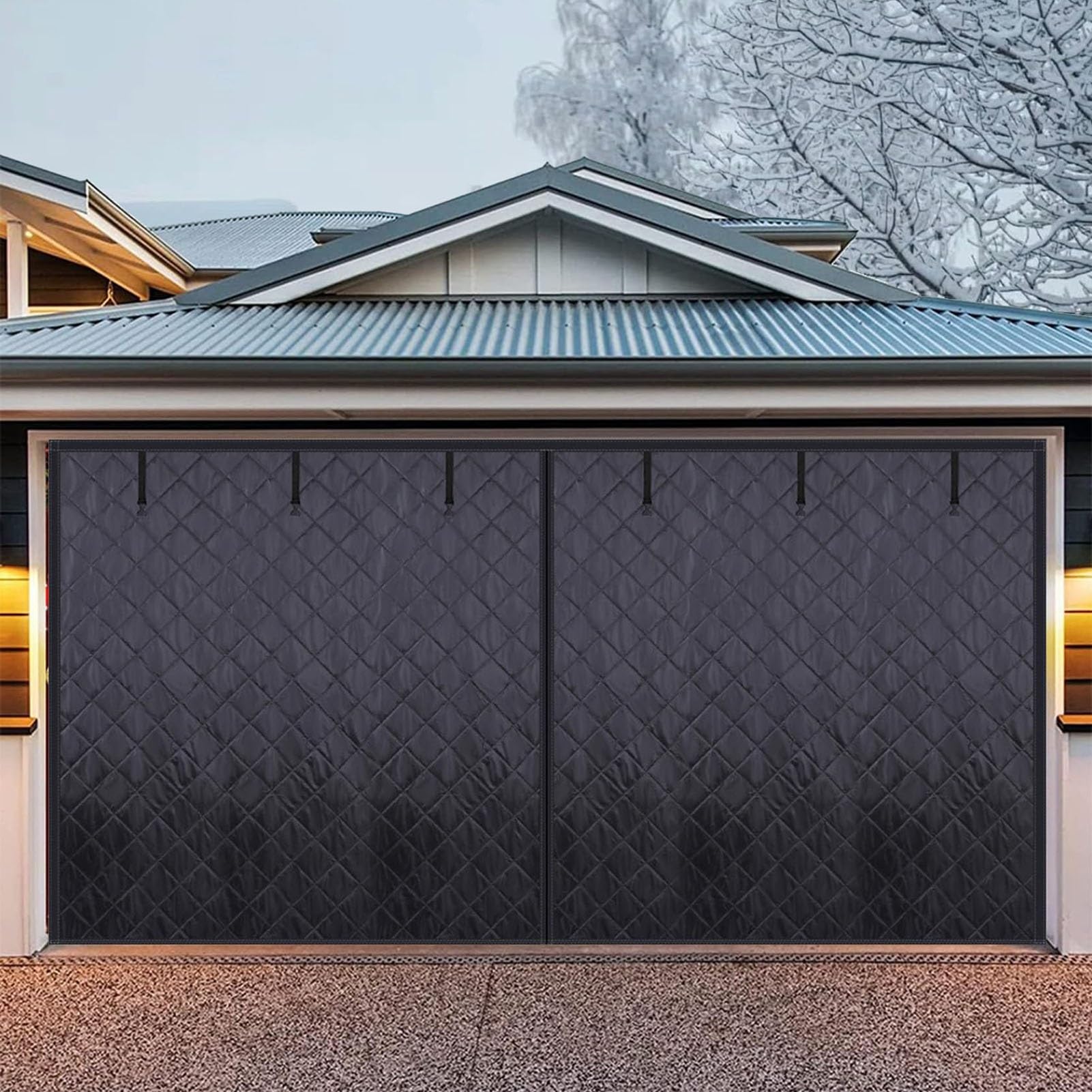 Housse isolante pour porte de garage moustiquaire thermique noire 10x7ft