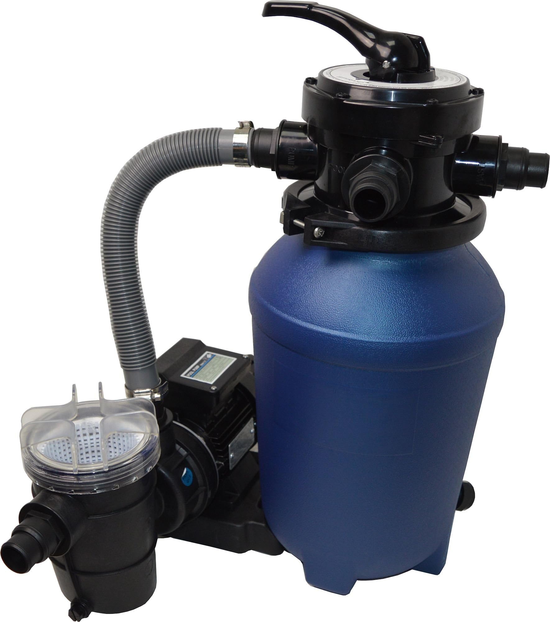 Splash 250 Sand Filter System, 8 m³/h, Pool Water Pump with Pre-Filter, Stainless Steel, 15 kg Quartz Sand, for Swimming Pools up to 25,000 L