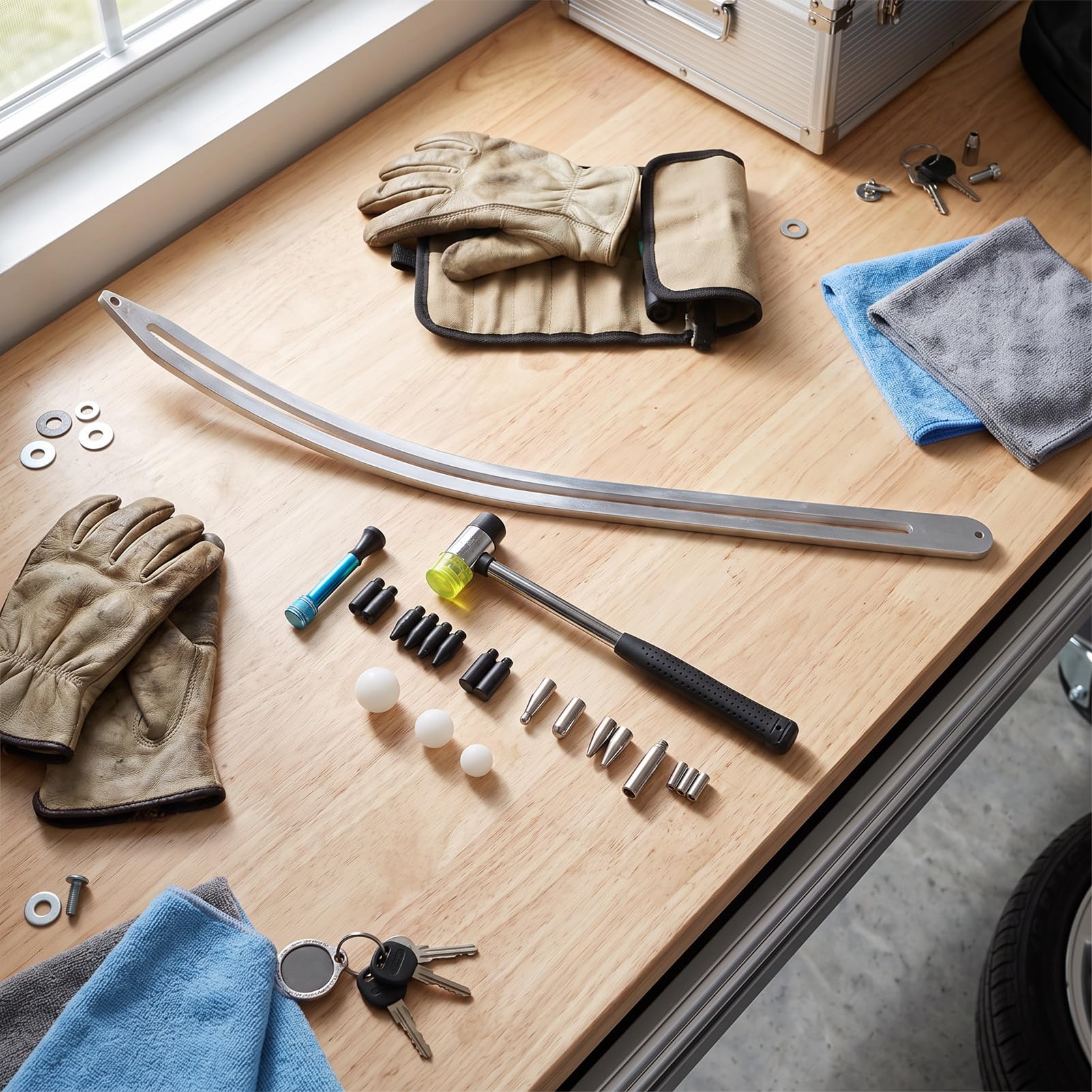 Zakrzywiony łom do Usuwania wgnieceń z Samochodu, Curved Crow Bar | Trwała metalowa konstrukcja, idealna do majsterkowania i profesjonalnych napraw, działa na wielu modelach samochodów,