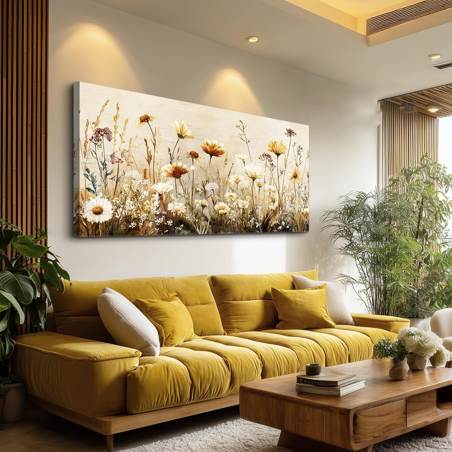 hyidecorart Elegant Flowers Canvas Wall Art - Floral Pictures for Wall Decor Modern Home Decor Oil Paintings Nature Watercolor Prints Artwork for Living Room Bedroom Office Wall Decoration 20" x 40"