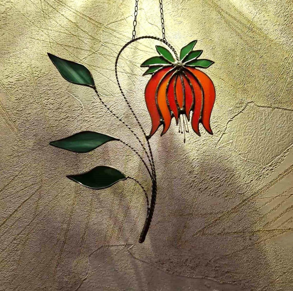 Wild Lily Stained Glass Suncatcher - Wildflowers Window Panel