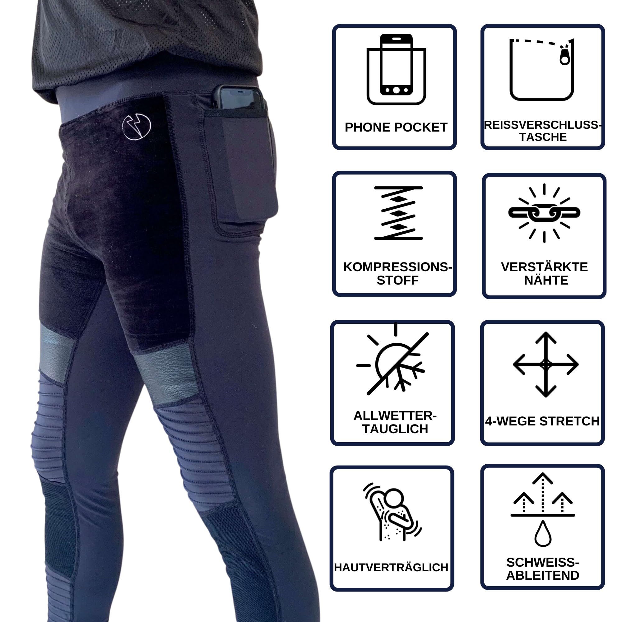 Kapow Meggings für Herren 'Supreme Range': Deluxe Kompressionsleggings mit Taschen für Streetstyle, Activewear, Lange Männerleggings für Sport, Mode und Festivals