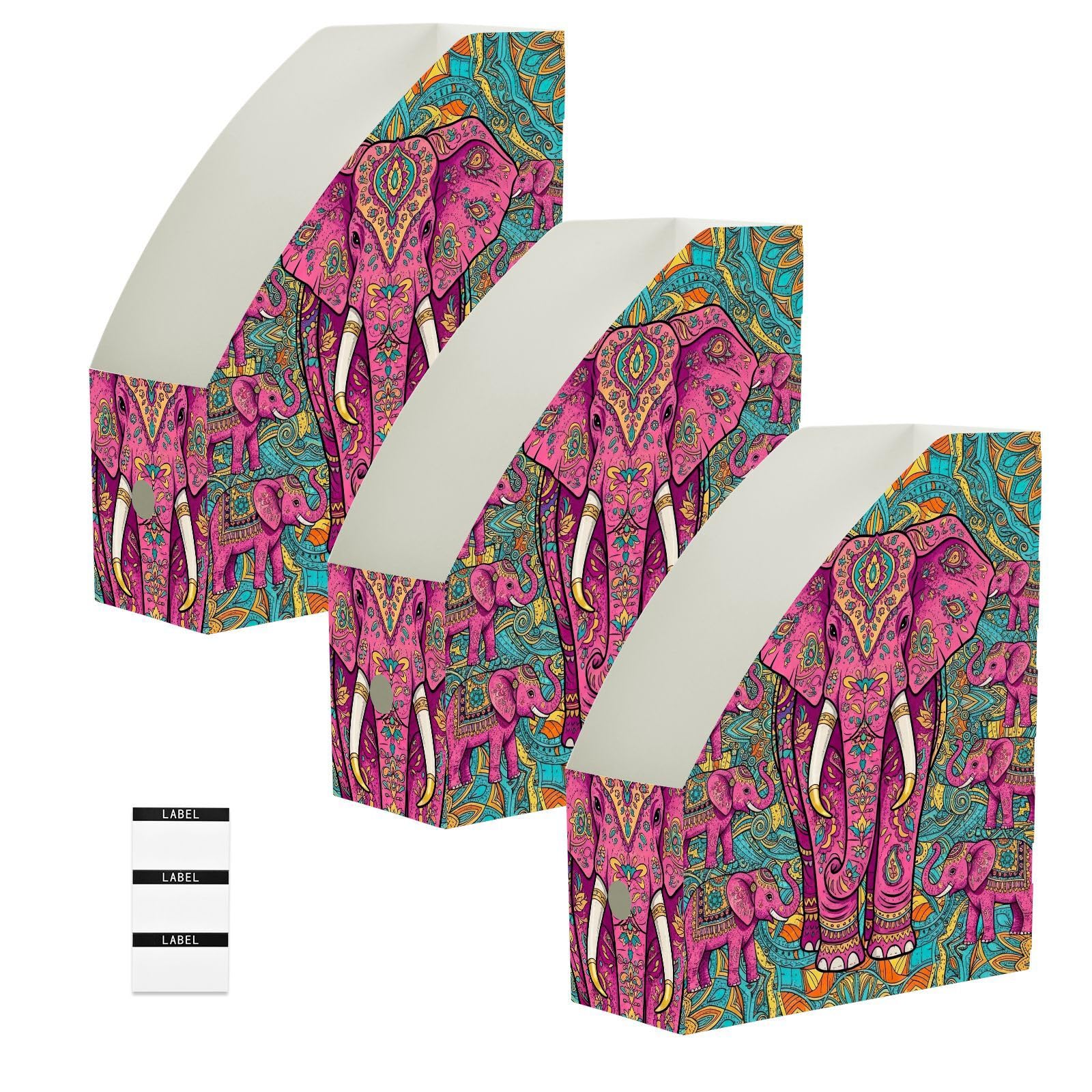 Colorful Elephant Pink Paper Organizer per scrivania