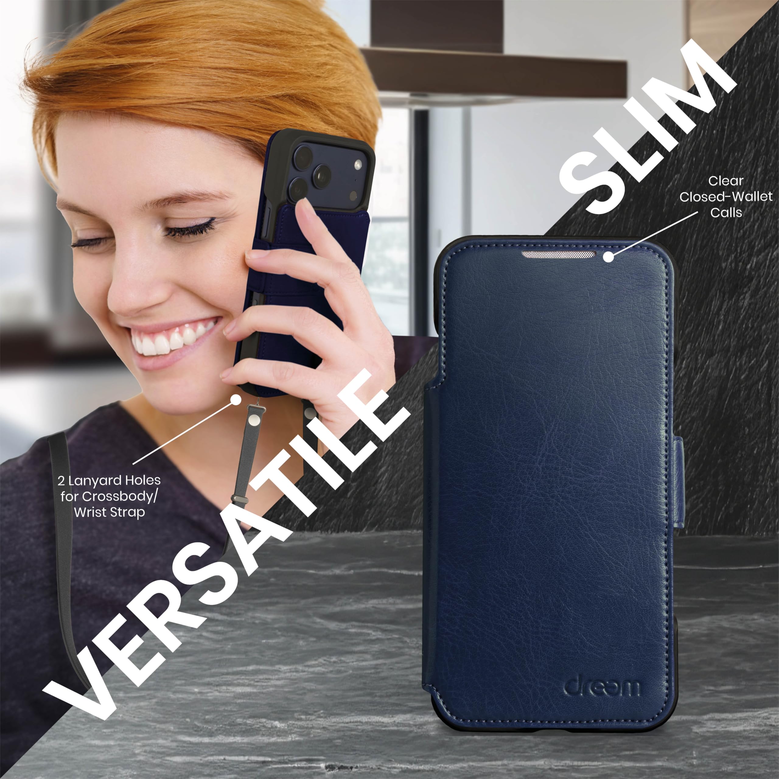 dreem Coque pour iPhone 17 Pro Max, Étui de Téléphone Révolutionnaire avec Support, en Cuir Végan, Coque Magnétique Détachable, Protection RFID, Boîte-Cadeau [Fibonacci:Royal] - 5