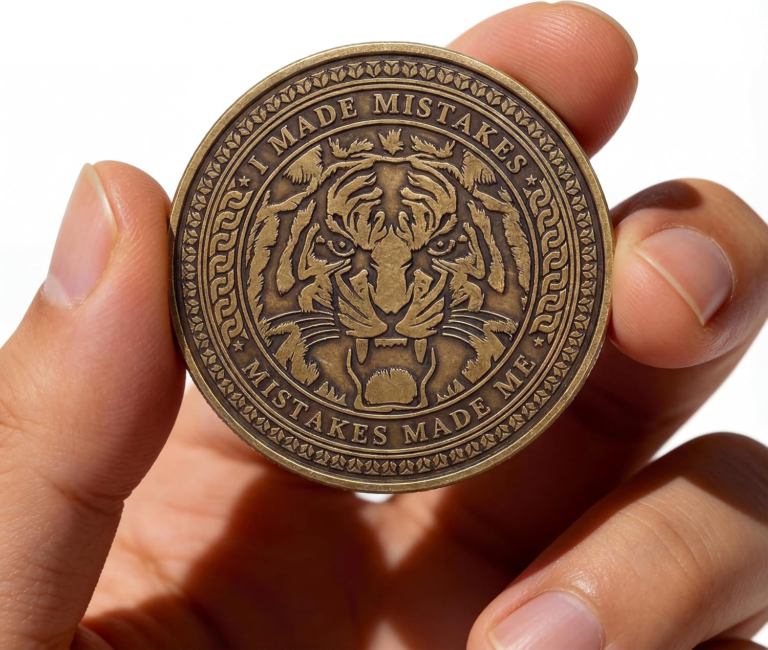 Wisdom Coin - Motivational Brass Challenge Coin - I Made Mistakes, Mistakes Made Me - What Doesn’t Kill You Makes You Stronger - Pocket EDC Token of Resilience and Growth
