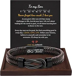 Inspirational Gifts for Men Morse Code Bracelets Mens Bracelets Graduation Gifts for Him Fathers Day Adjustable Leather Bracelet Motivational Birthday Annivesary Jewelry Stocking Stuffers for Men