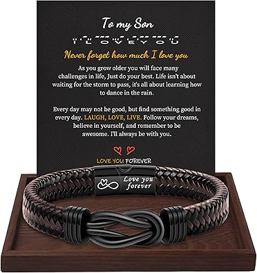 Inspirational Gifts for Men Morse Code Bracelets Mens Bracelets Graduation Gifts for Him Fathers Day Adjustable Leather Bracelet Motivational Birthday Annivesary Jewelry Stocking Stuffers for Men