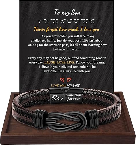 Inspirational Gifts for Men Morse Code Bracelets Mens Bracelets Graduation Gifts for Him Fathers Day Adjustable Leather Bracelet Motivational Birthday Annivesary Jewelry Stocking Stuffers for Men