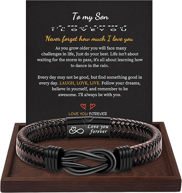 Inspirational Gifts for Men Morse Code Bracelets Mens Bracelets Graduation Gifts for Him Fathers Day Adjustable Leather Bracelet Motivational Birthday Annivesary Jewelry Stocking Stuffers for Men