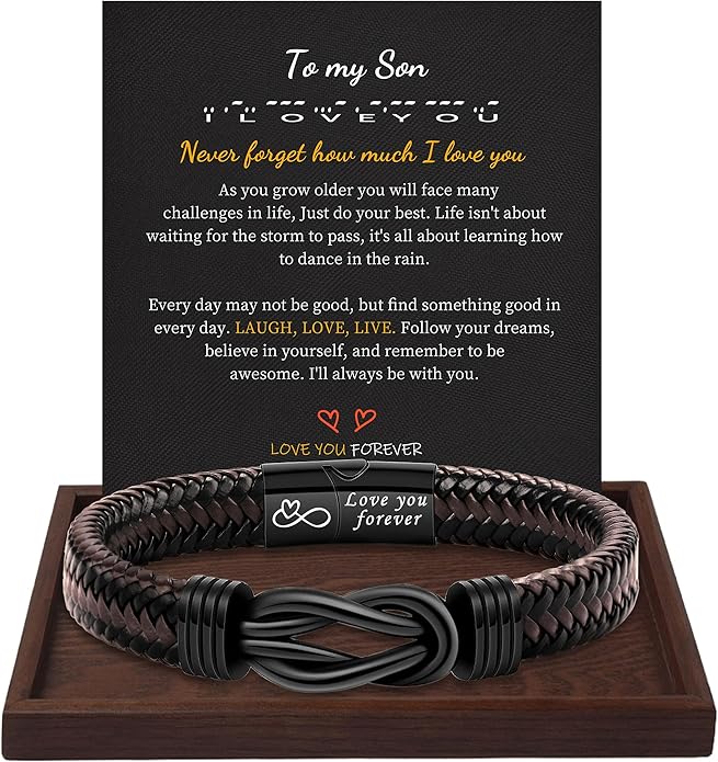 Inspirational Gifts for Men Morse Code Bracelets Mens Bracelets Graduation Gifts for Him Fathers Day Adjustable Leather Bracelet Motivational Birthday Annivesary Jewelry Stocking Stuffers for Men