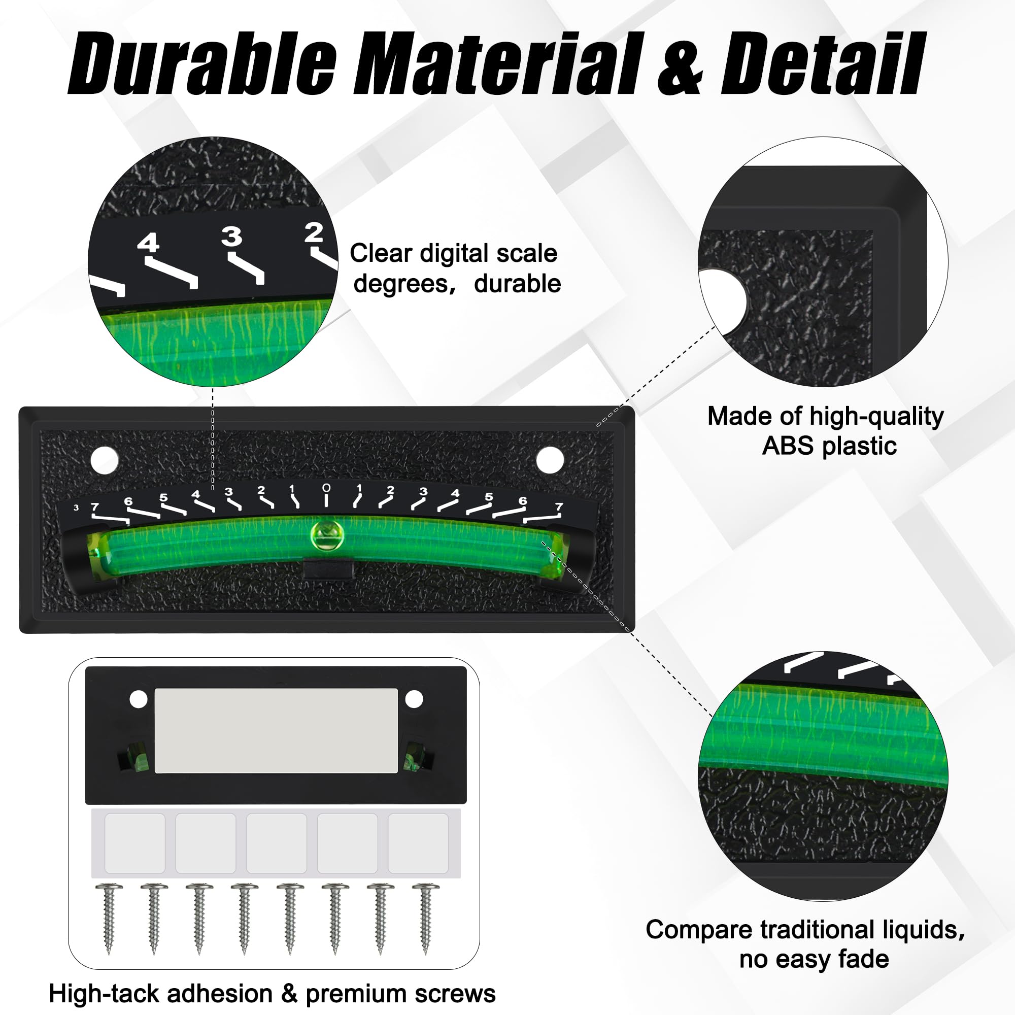 Paquete de 2 + 2 unidades de burbujas autoadhesivas y montadas en la pared, nivel pequeño Larbeti para sistema de nivelación de cámper, RV, remolque, caravana mini niveles de burbuja