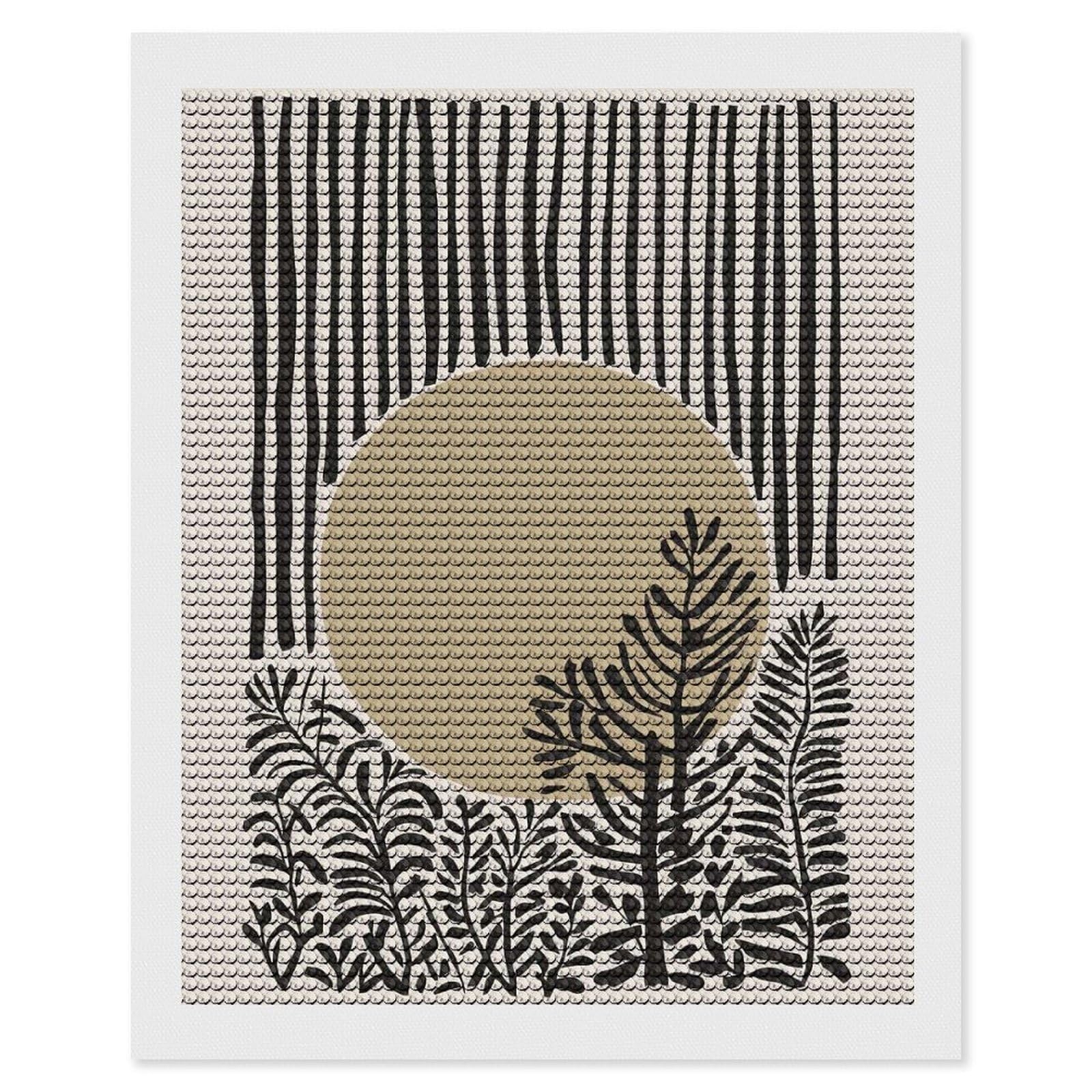 Junmoney Abstract Sun & Plants DIY Diamond Art Canvas Kit 16"x20", Adhesive Canvas, Easy to Enjoy, Farmhouse Decor, Festive Craft Gift