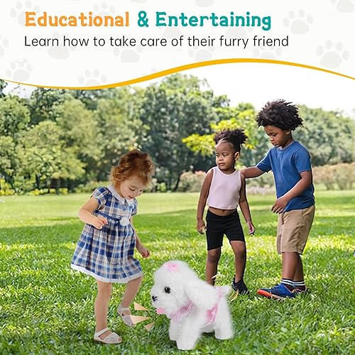 Miniatura 4 de Perro de peluche interactivo para cachorros, perro robot realista de cola meneante, juego de aseo, juguetes perfectos para regalo de cumpleaños de