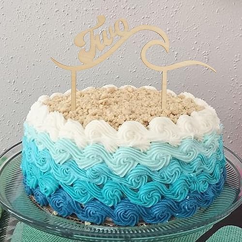 Miniatura 4 de Decoración de pastel de madera Wave Surf para tartas  Decoración de pastel con temática de playa por dos años de edad, decoración de pastel de
