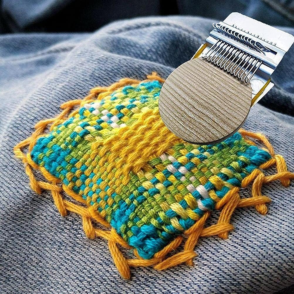 Nurnesy Mini DIY Weaving Tool - Handcrafted Speedweve Darning for Beginners and Repair (28 Hooks)