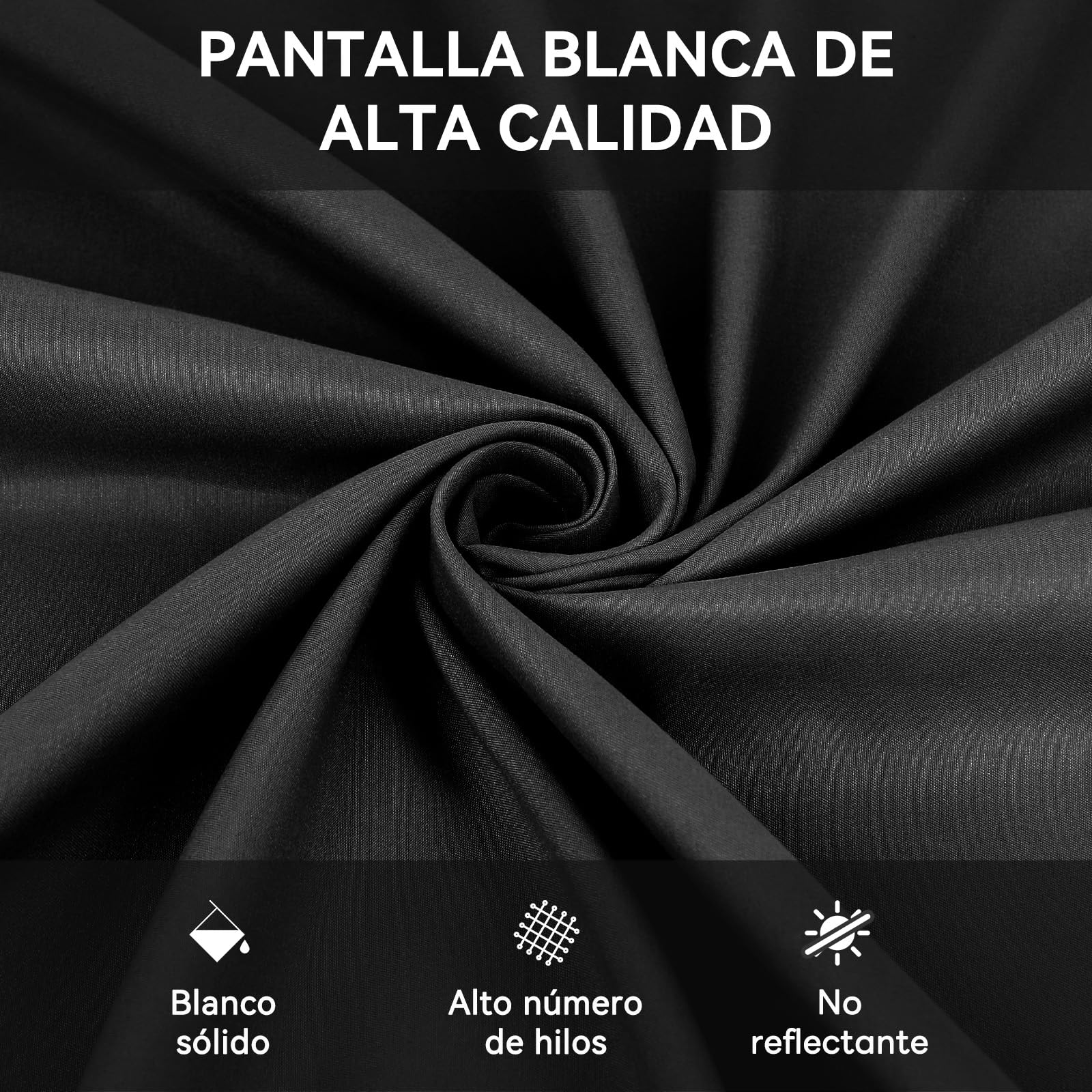 Heysily Fondo Fotografia Negro 3x3m – Fondo Fotográfico Lavable para Estudio Fotográfico, Streaming, Youtube, Producción de Vídeo y Televisión, Fondo Plegable y Portátil con 4 Terminales