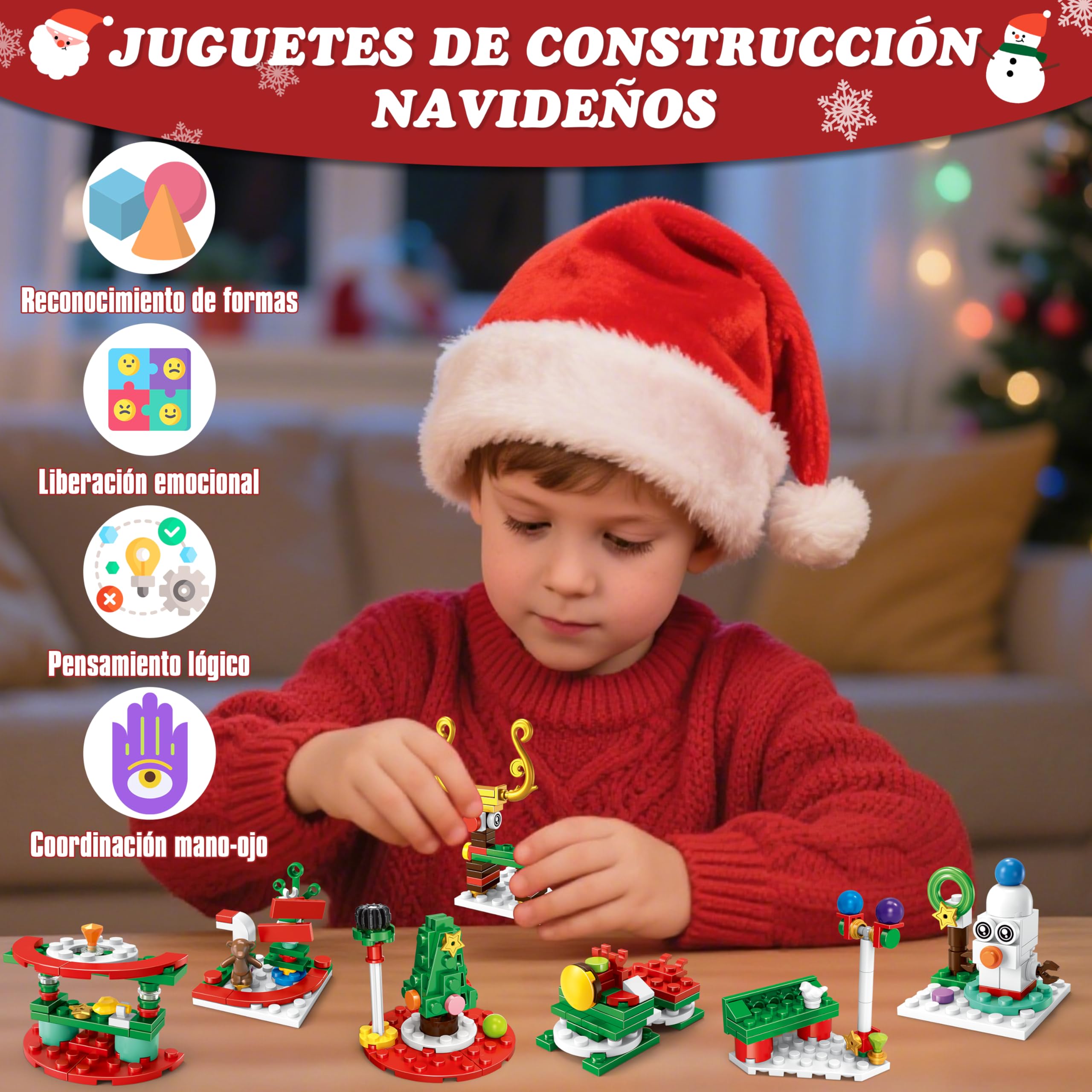 MOMOSTAR Calendario Adviento 2025, LED Bloques de Construcción con Árbol de Navidad 701 Piezas, Calendario Adviento Juguetes 24 in 1, Navidad Decoración Regalo para Niños Adultos partir de 6 años — view 4