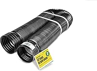 Flex-Drain 51910 4-Inch Perforated Flexible Expandable Drain Pipe, 12ft Black - Ideal for French Drains & Landscaping