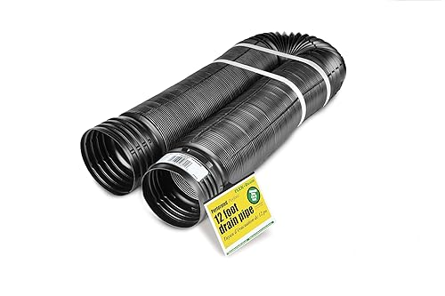 Flex-Drain 51910 Flexible/Expandable Landscaping Drain Pipe, Perforated, 4-Inch by 12-Feet