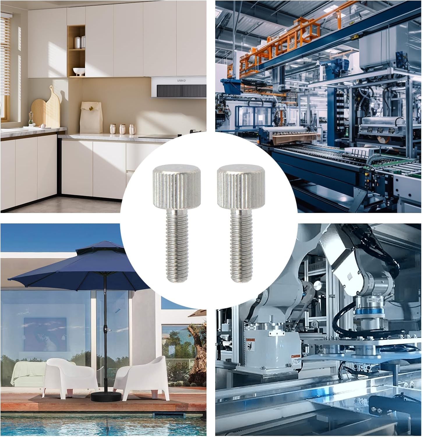 KUMGROT Knurled Thumb Screws, Vertical Thread 304 Stainless Steel Thumb Screws Bolts Fasteners for Mechanical Knob Mounting M5x16 mm 10 Pcs