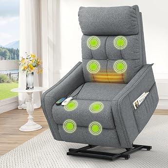 Srfzluxy TV Chair, Relaxing Chair with Rising Aid, Electric Massage Chair with Reclining Function, Massage &amp; Heating, TV Chai