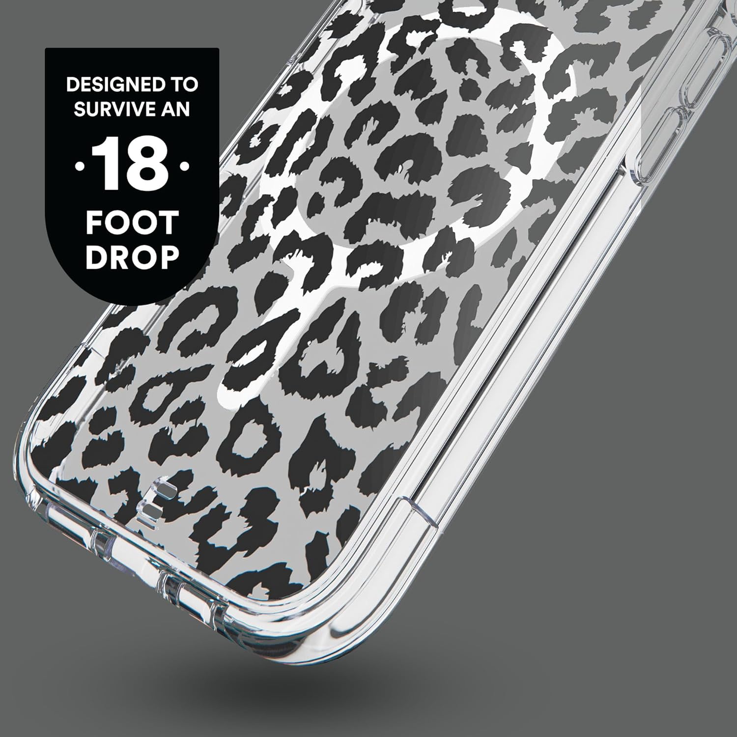 BodyGuardz Accent Compatible with iPhone 17 Pro Case - Crystal Clear Shockproof Cover with 18FT Drop Tested - Compatible with MagSafe - Wireless Charging - Raised Bezel (Chrome Leopard) - Image 5