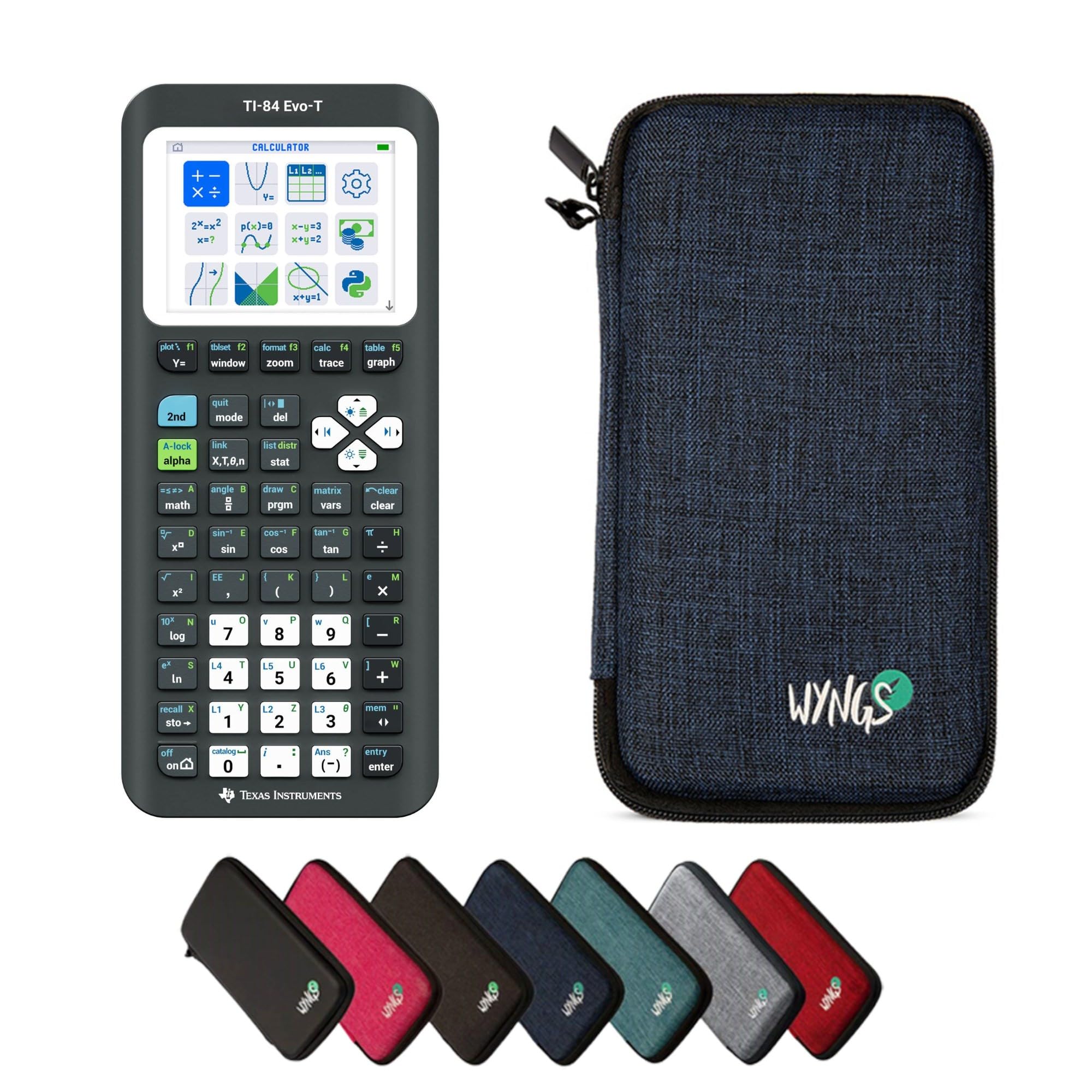 TI-84 Evo-T inkl. WYNGS Schutztasche Blau - Grafikrechner - Basic Set