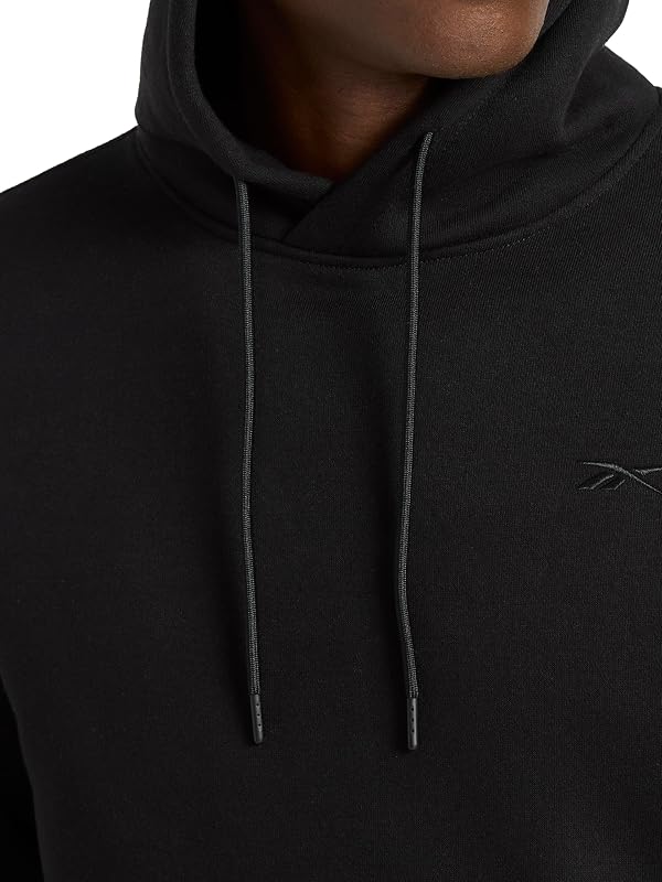 Reebok Men’s Fleece Hoodie, Standard Fit, Midweight Cotton-Poly Fabric, Black, Medium image 6