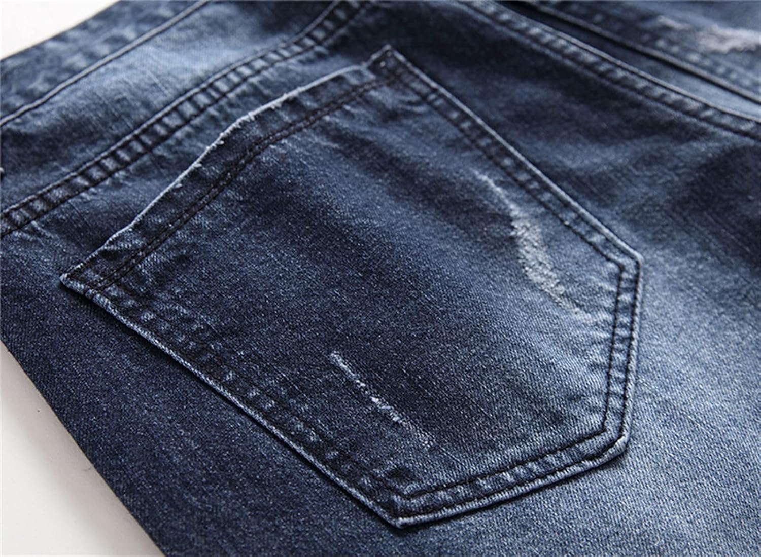 DGHM-JLMY Men's Ripped Straight Loose Pleated Motorcycle Jeans Hip Hop Straight Washed Jean Trousers Washed Denim Pant