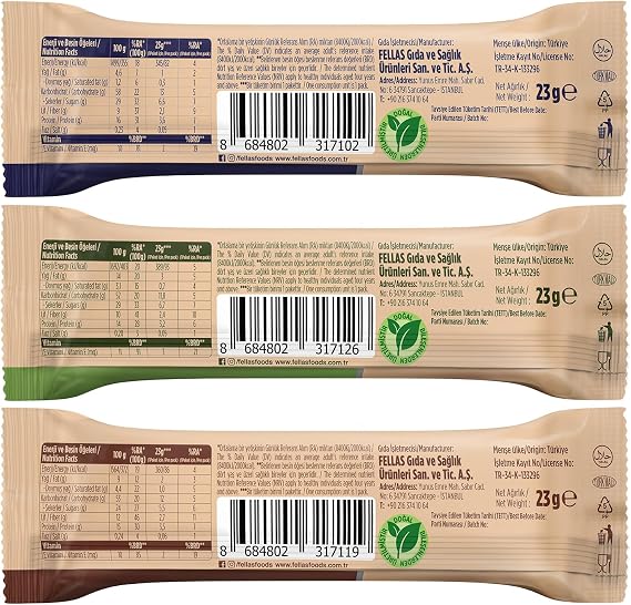 Fellas Granola Bar Mixed Box, 3 Types, 12 Pieces