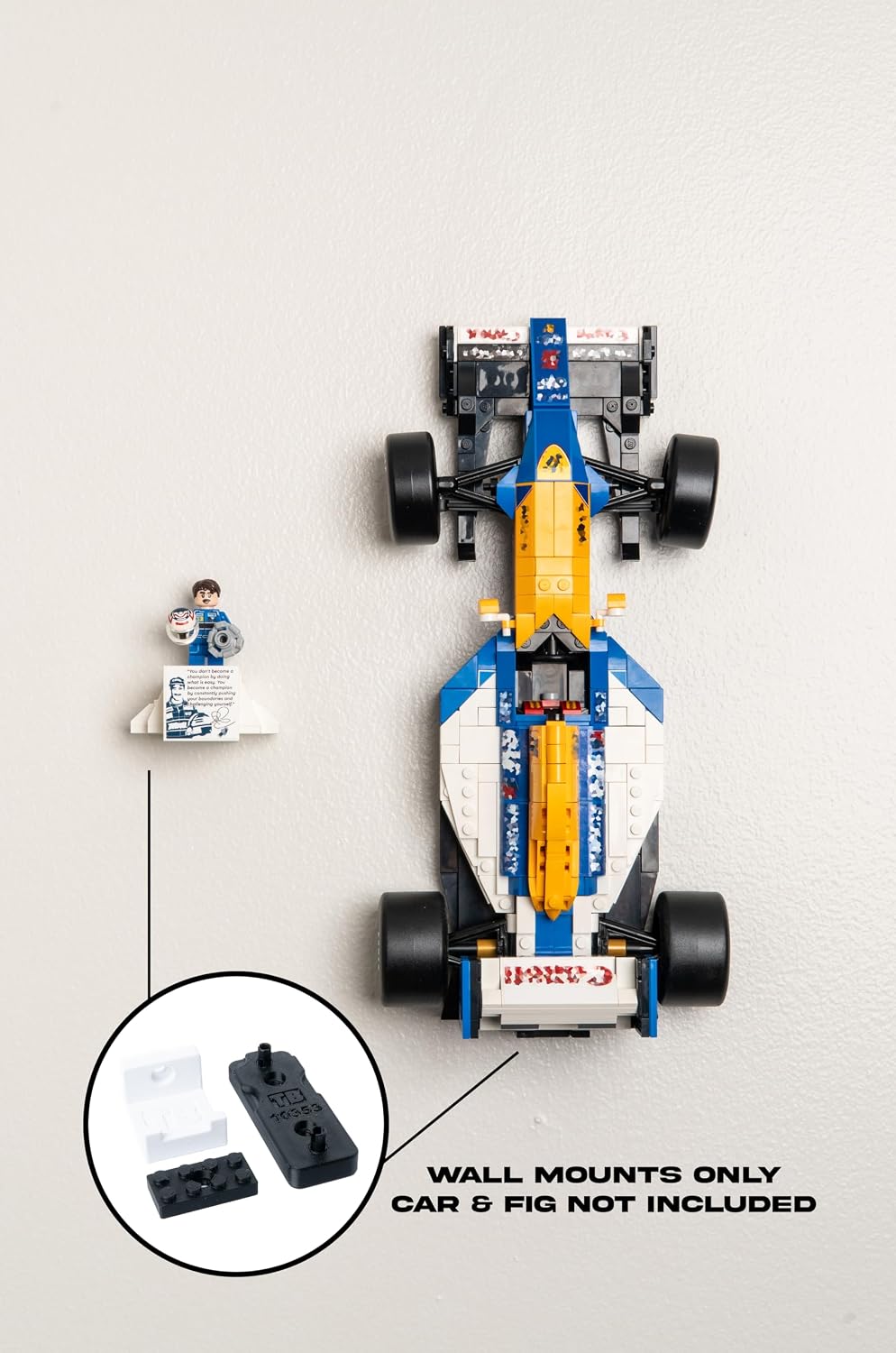 Wall Mount for LEGO Icons Williams Racing FW14B & Nigel Mansell-10353 with Minifigure Podium & Name Placard Display (Car & Set NOT Included) image 2