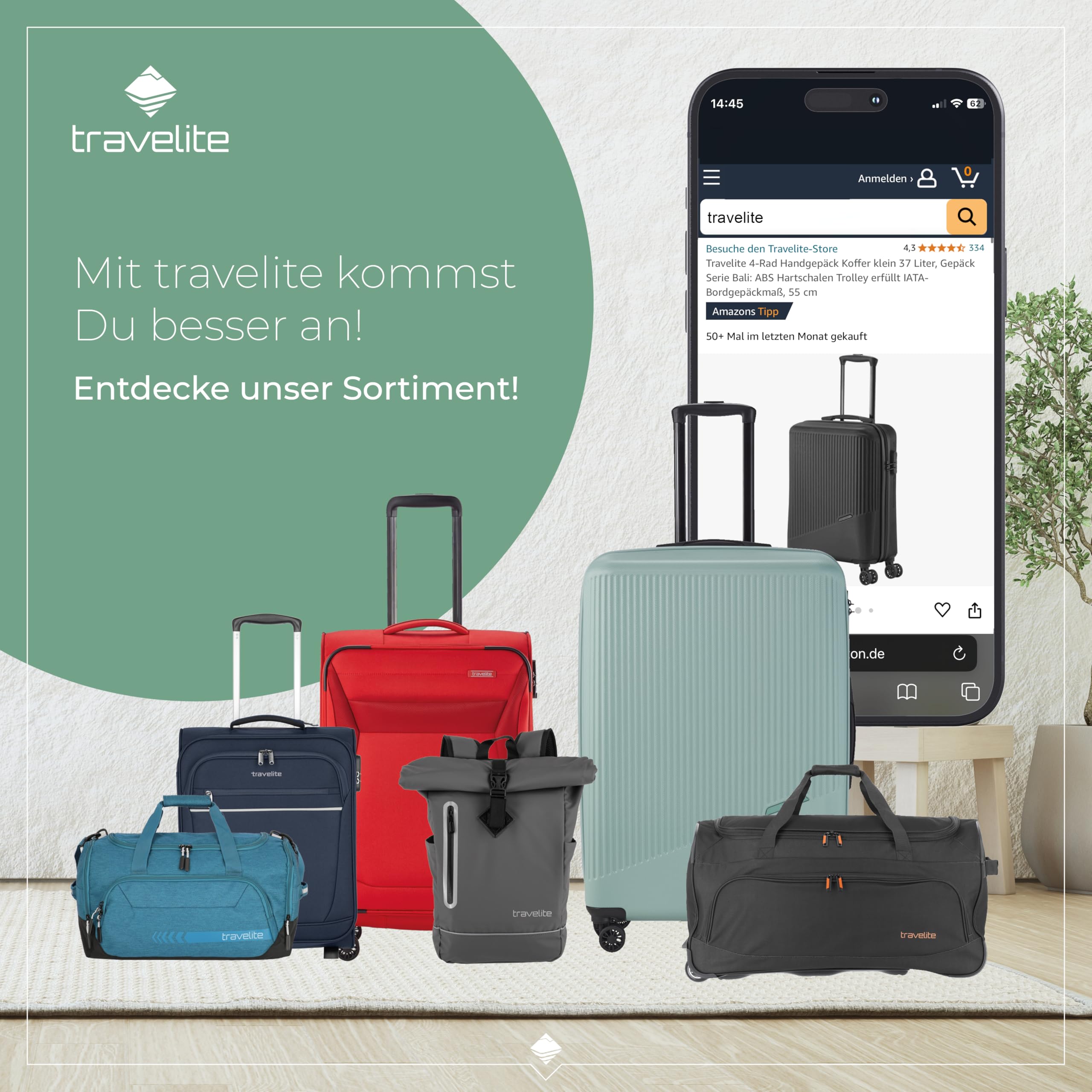 travelite Trolley Reisetasche mit Rollen 71 cm 89 Liter Sporttasche Basics Fresh