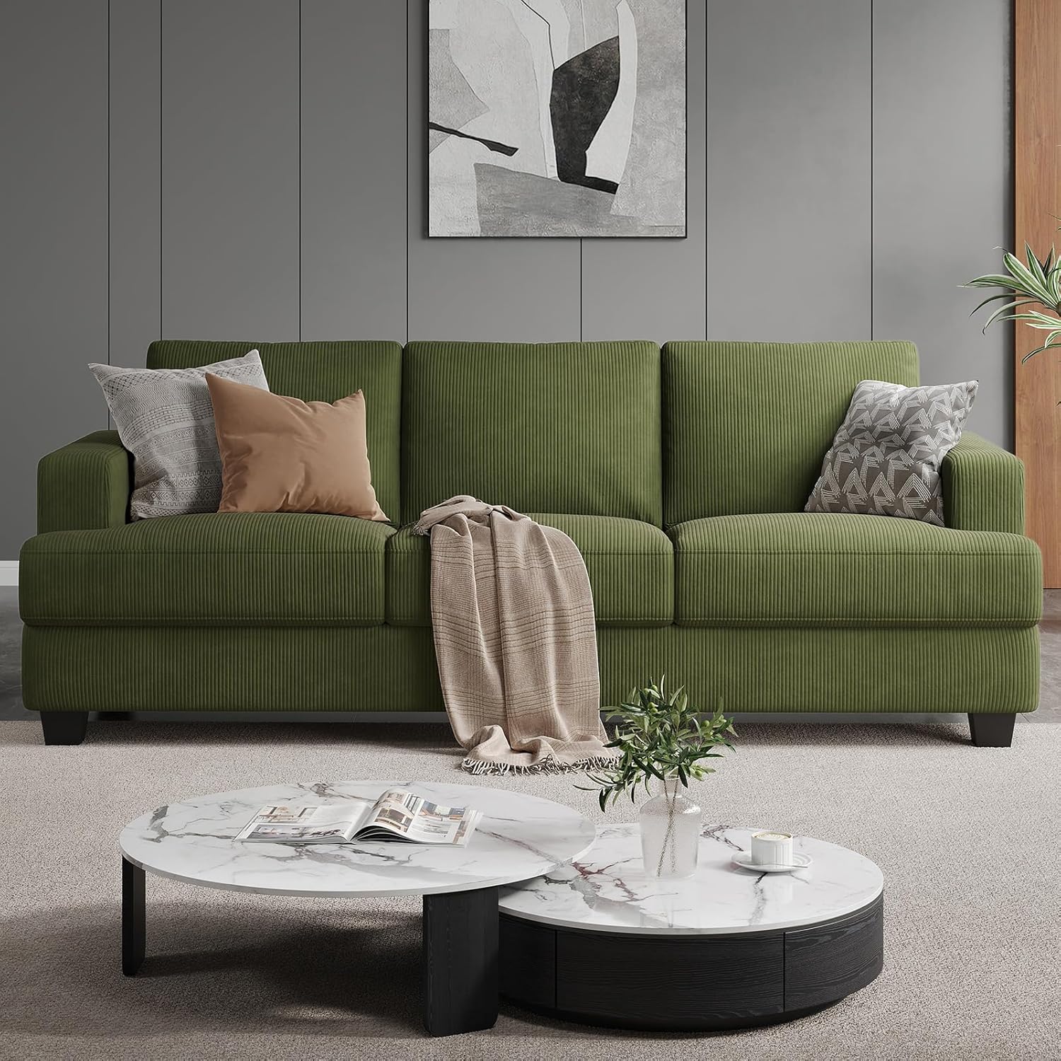 89 Inch Sofa with Extra Deep Seats Oversize, 3 Seater Sofa