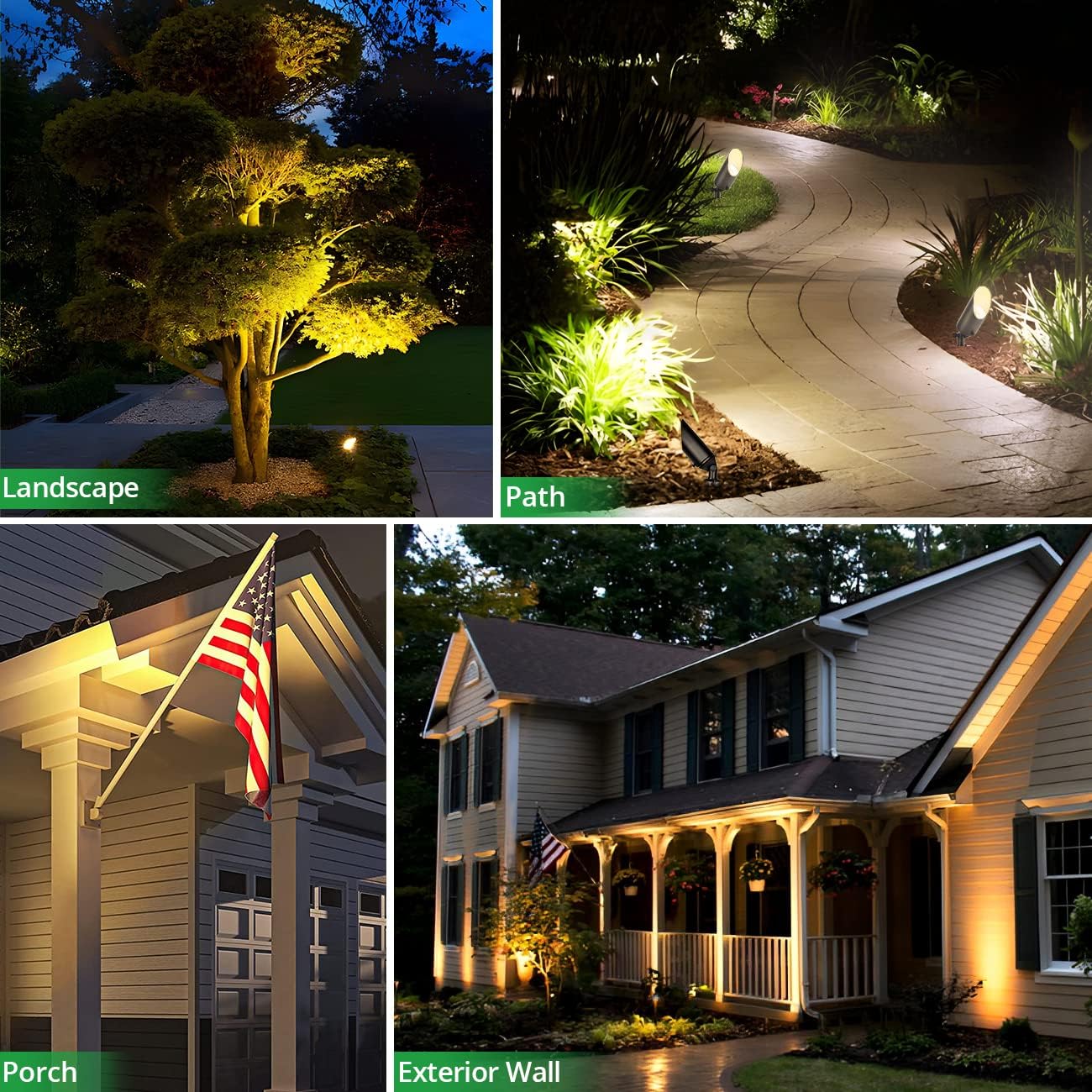 wowlite Landscape Spotlights 4 Pack, ETL Listed Low Voltage Spot Lights Outdoor with 5W MR16 Bulbs, 2700K Warm White Waterproof Up Lights with Ground Stake for House Trees Patio - Image 6