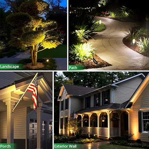 Miniatura 6 de wowlite Focos de paisaje para exteriores, 12 V de bajo voltaje con bombilla LED MR16 de 5 W, blanco cálido de 2700 K, luz direccional de aluminio