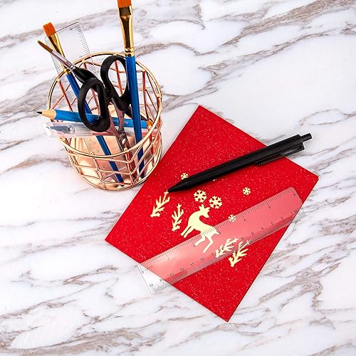 Miniatura 3 de AIEX Regla, paquete de 10 herramientas de dibujo de plástico transparente de 6 pulgadas, herramienta de medición transparente para estudiantes,