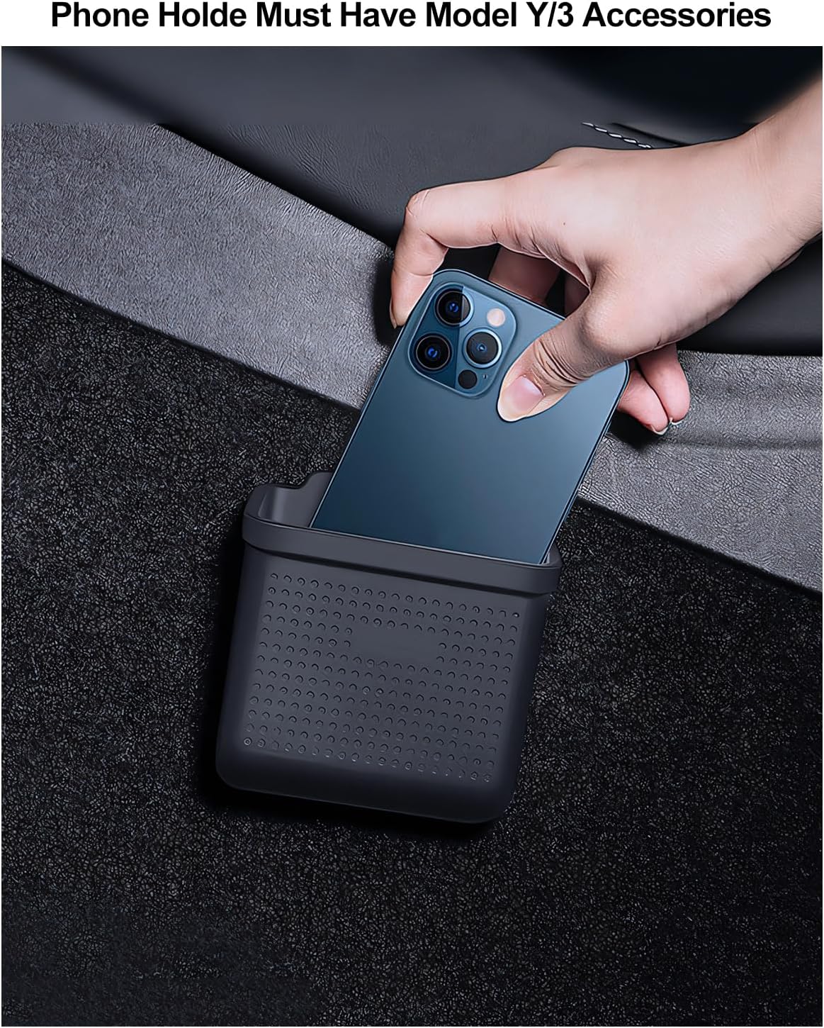 for Tesla Phone Mount Holder Model Y Juniper Model 3 Highland Accessories 2017-2026 Center Console Organizer Tray Storage Box Cell Phone Pocket Interior Armrest Key Card Phone Holder 2PSC image 4