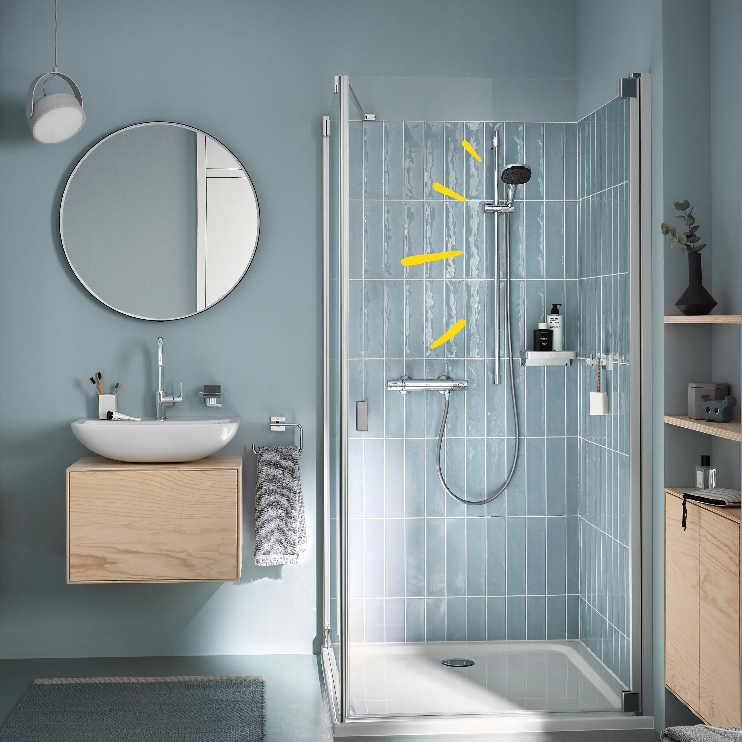 GROHE Vitalio Comfort 110 Set Saliscendi Doccia (3 getti Rain Jet Massage, asta 600 mm, flessibile 1,75 m, SpeedClean anticalcare), Cromo, 26932001