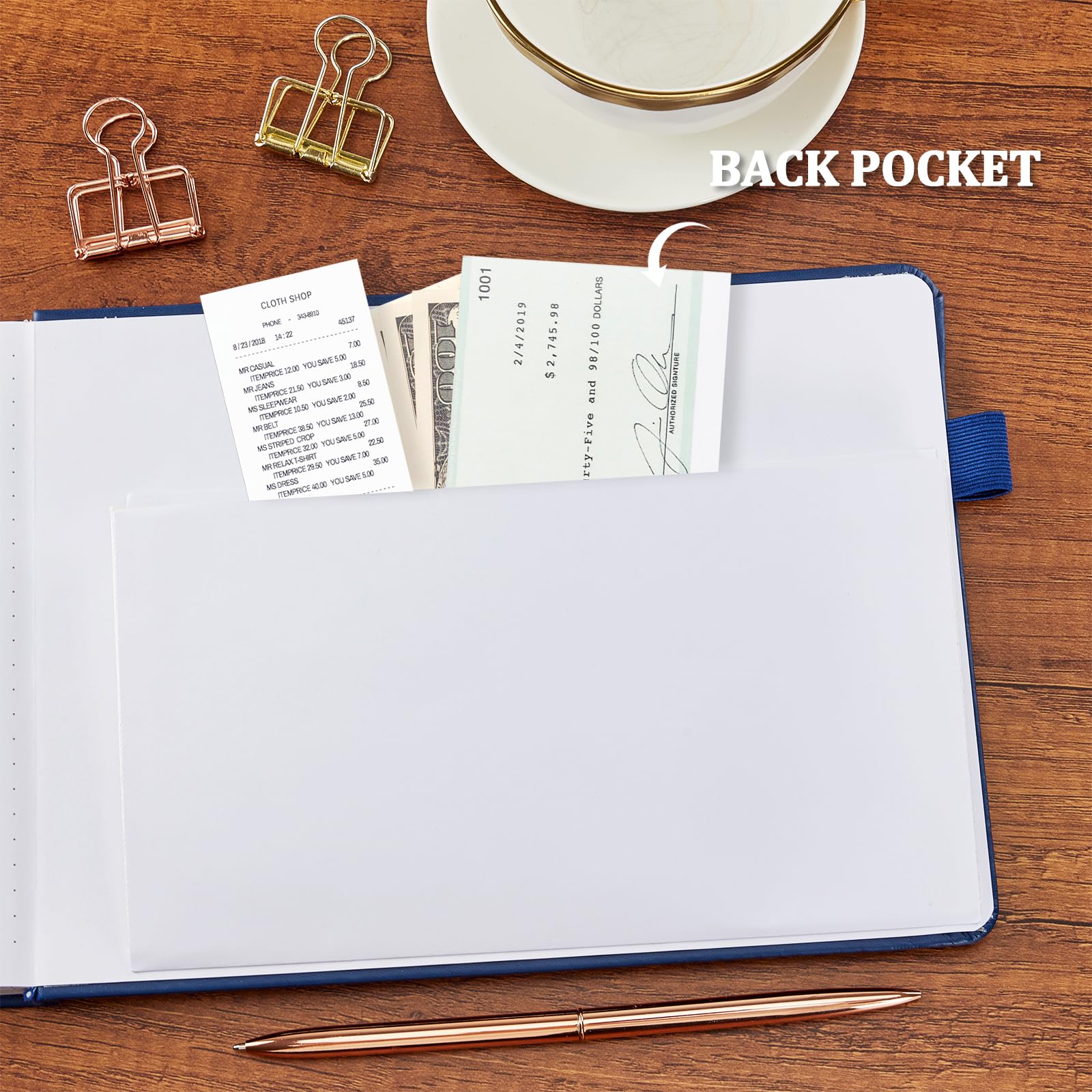 JUBTIC Libro contable de tapa dura, registro de contabilidad bancaria para pequeñas empresas, color azul marino