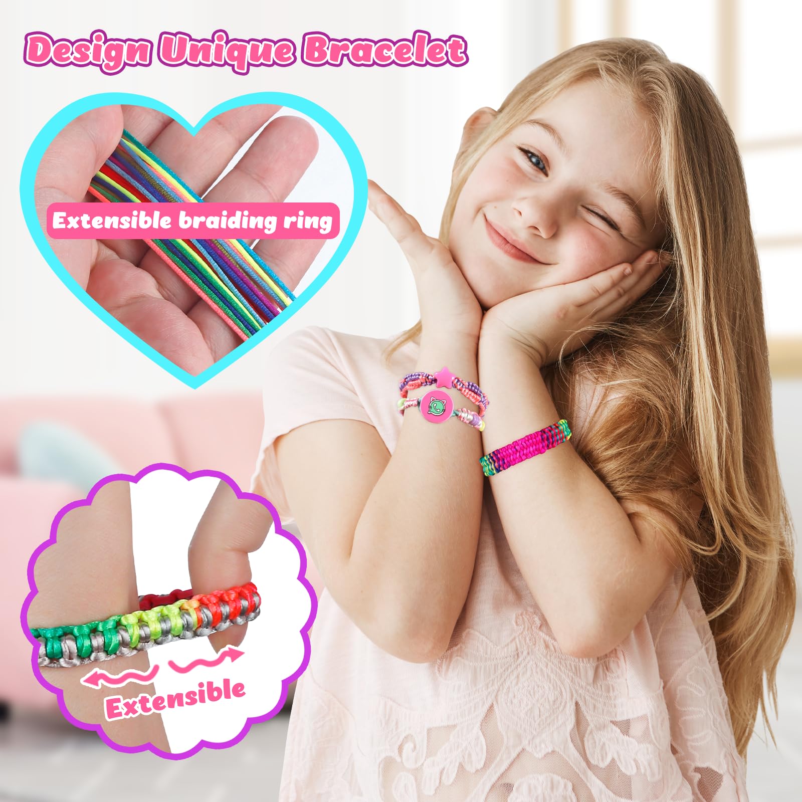 KINDLUME Kit Bracelet Brésilien, Machine a Bracelet, Création Bracelets Fille, Kit Fabrication Bracelets, Cadeau Créatif pour Filles 7 8 9 10 11 12