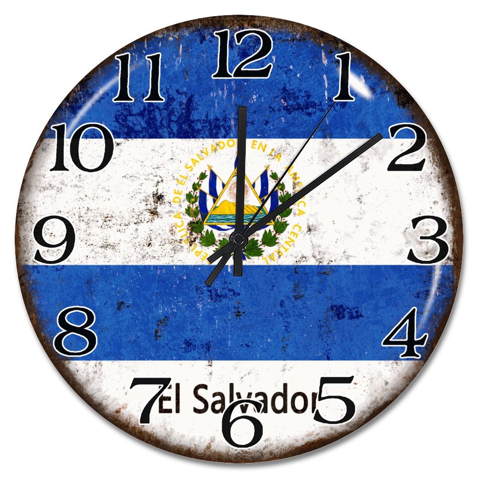 Horloge murale Salvador décorative ronde de 38,1 cm finition rustique premium