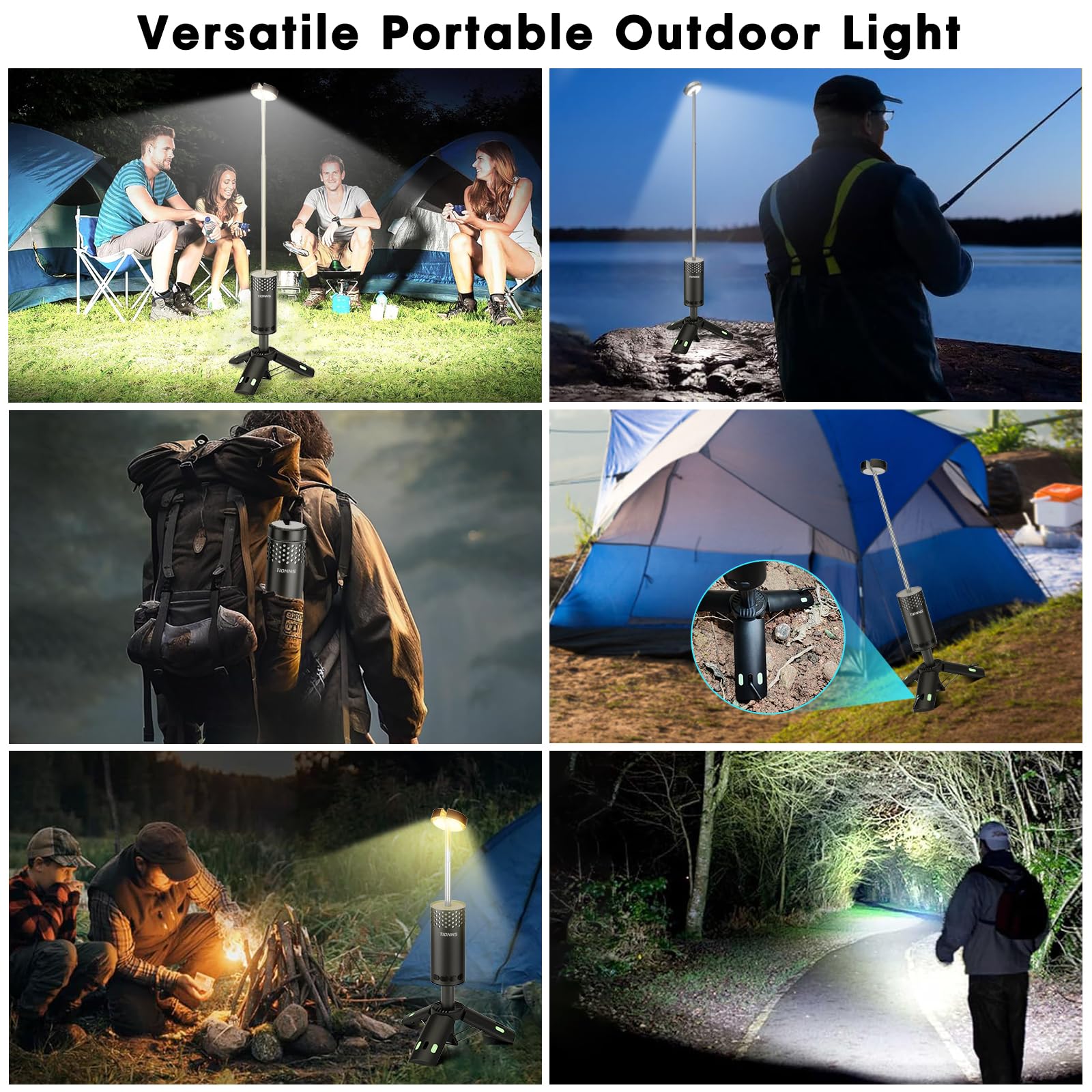 Luces de camping recargables, linterna de camping desmontable con soporte, lámpara telescópica impermeable para campamento, luz magnética colgante de trabajo, linternas LED para tienda de