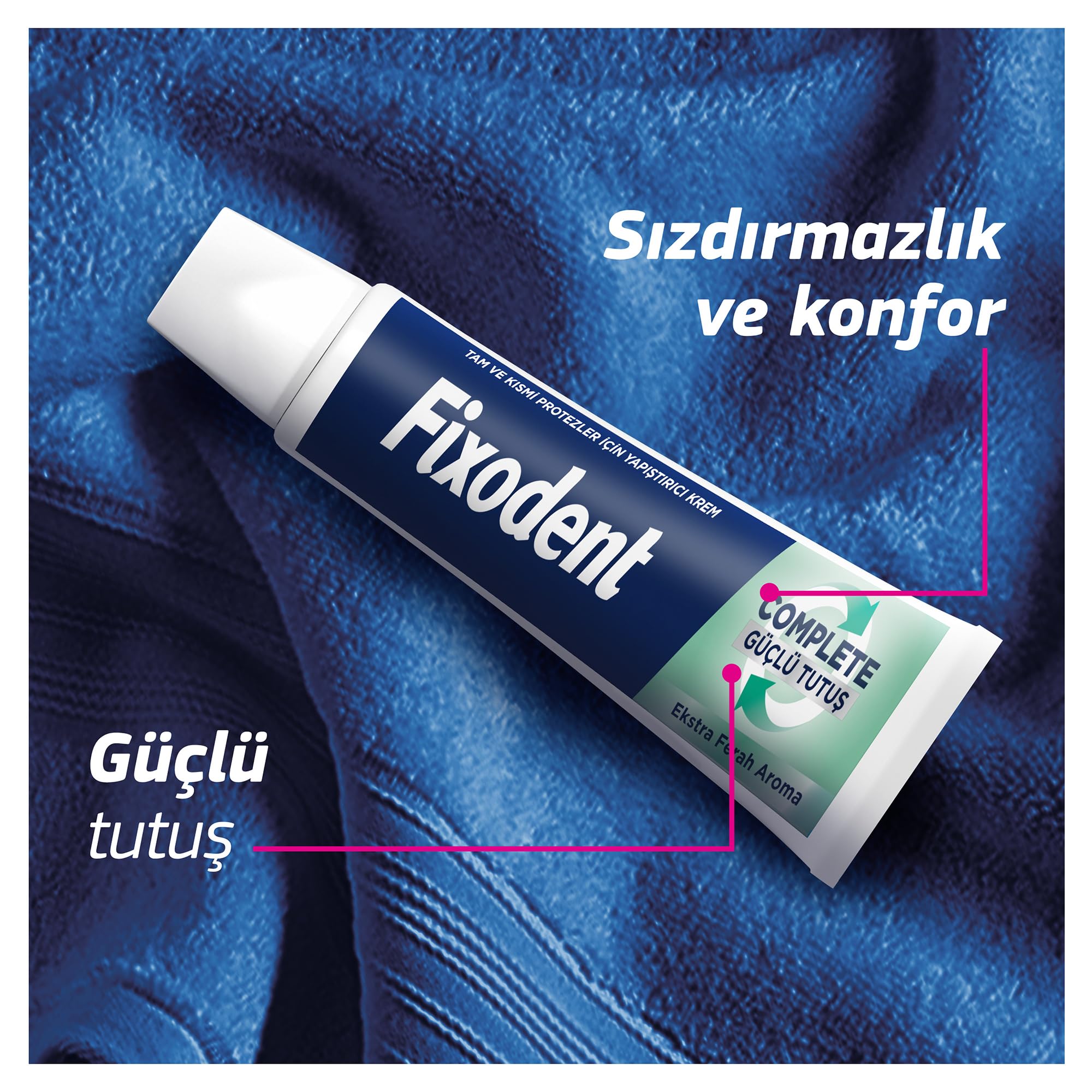 Fixodent Complete Ekstra Ferah Diş Protezi Yapıştırıcı Krem 47 g 3lü paket