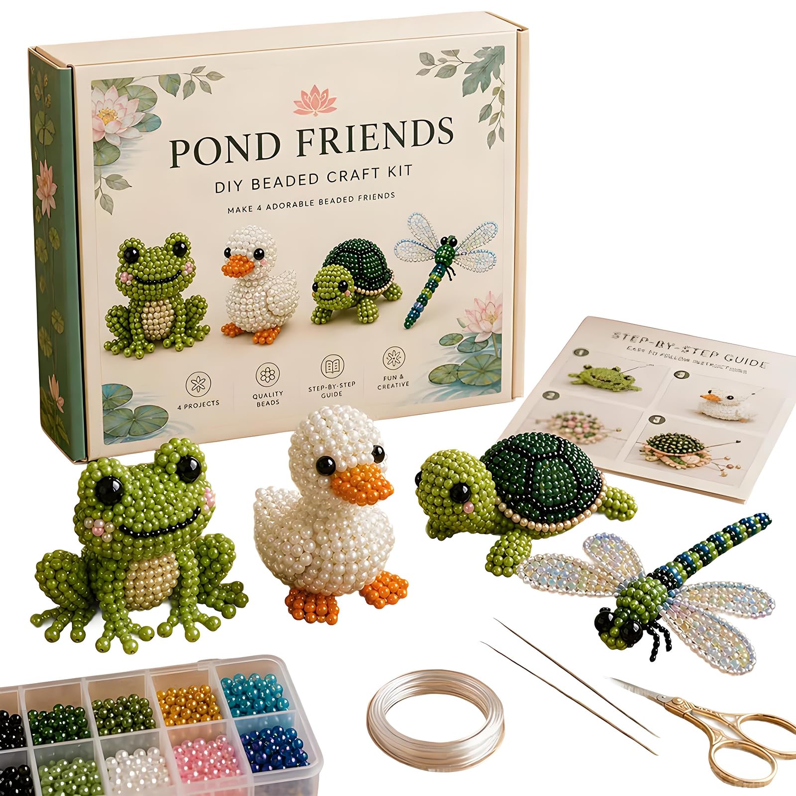 KOBONA DIY 3D Animals Bead Embroidery Set Complete Accessories Beadwork Crafts Kit for Crafting Enthusiasts Girls Women Teens Adults