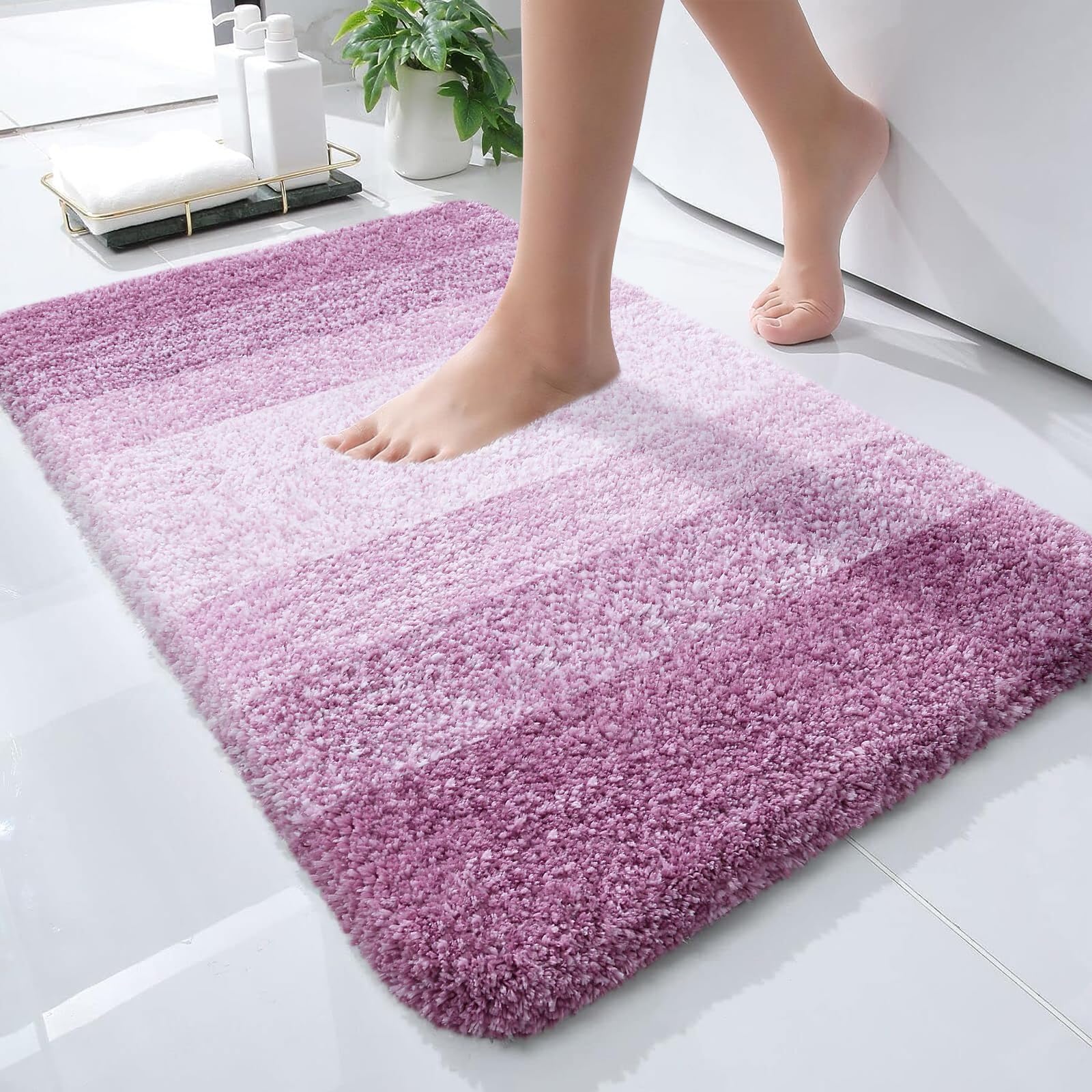 OLANLY Bathroom Rugs Mat 24x16, Extra Soft Absorbent Microfiber Bath Rugs, Rubber Backing, Quick Dry, Washable Bath Mats for Bathroom Floor, Tub and