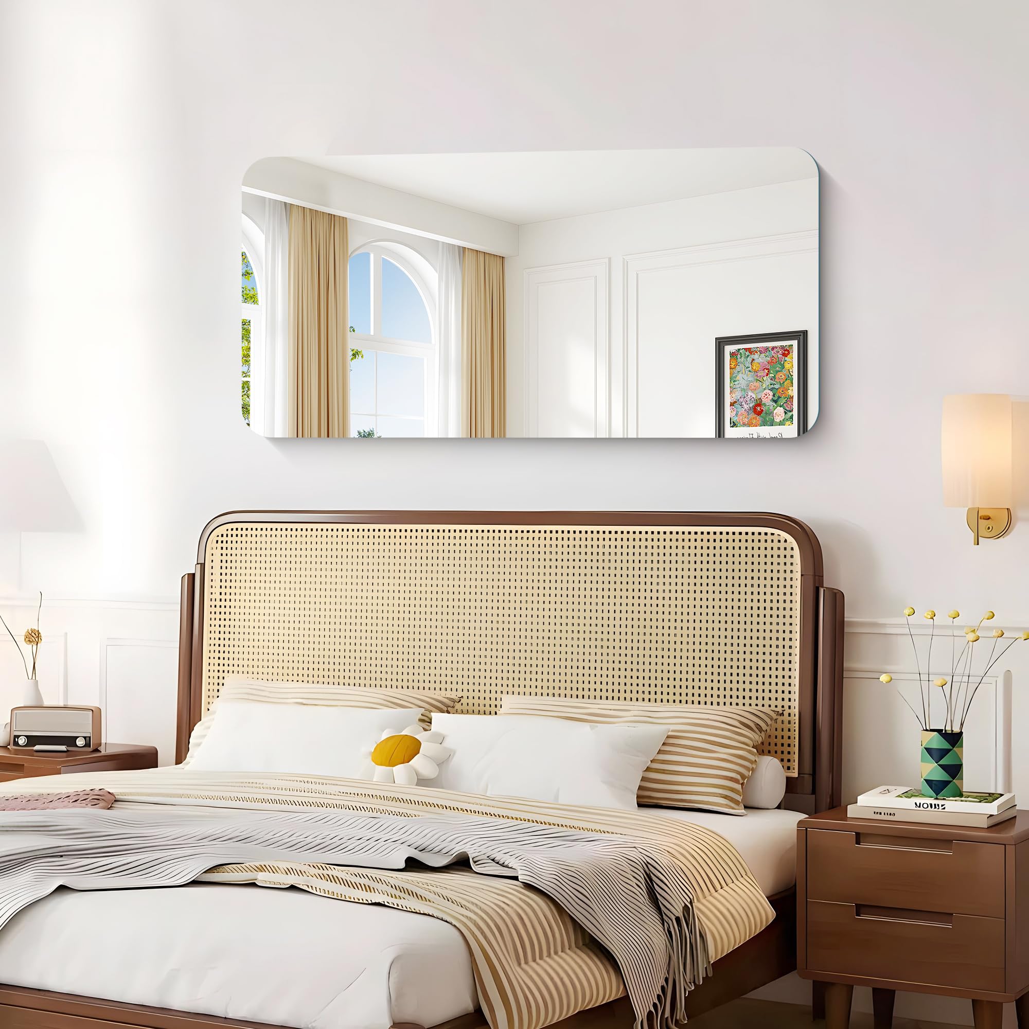 KOCUUY Rechteckiger rahmenloser Badezimmerspiegel, 120 x 60 cm Wandspiegel, Spiegel mit Shatterproof Glas, HD Reflexion, Abgerundeten Ecken, geeignet für Badezimmer, Schlafzimmer oder Ankleidezimmer