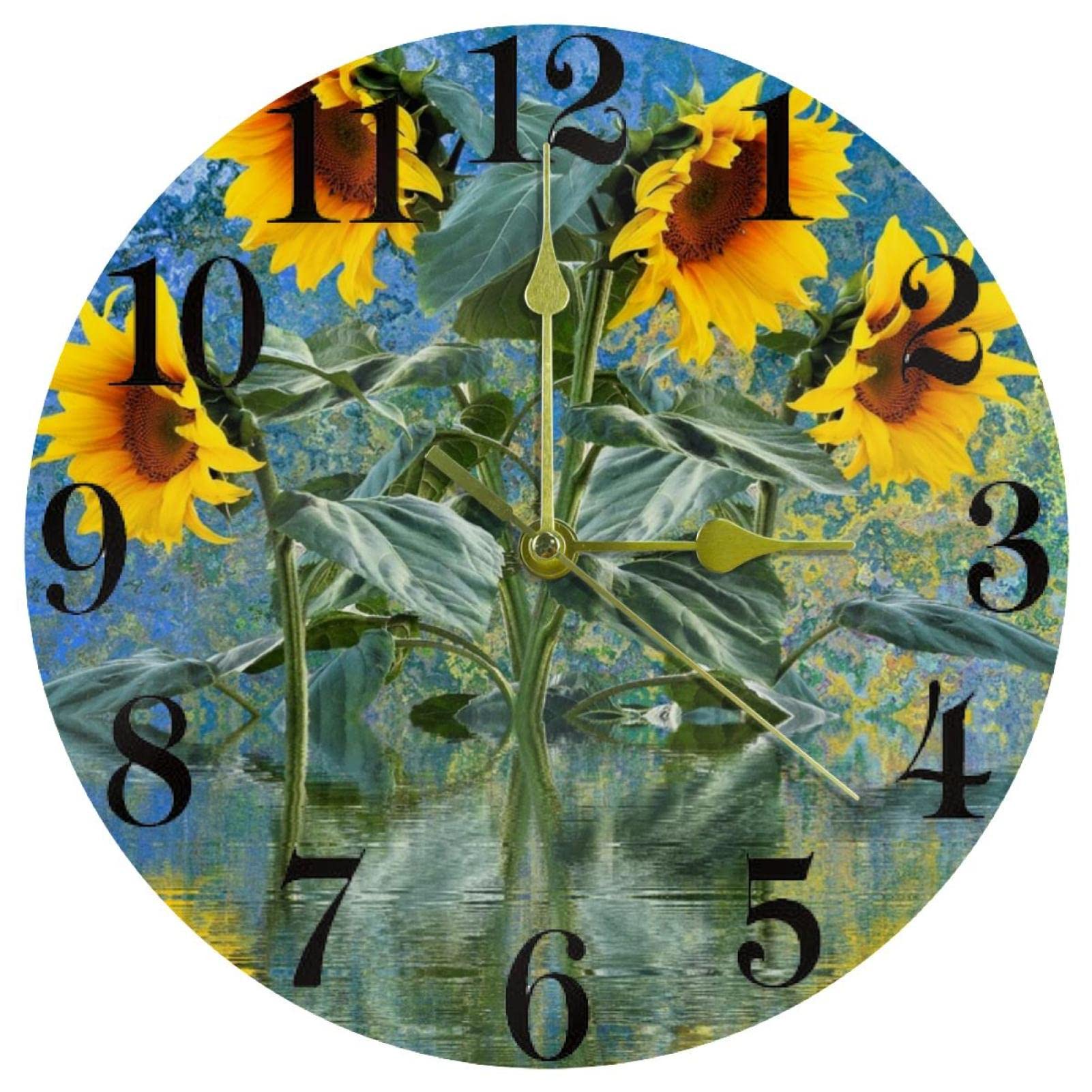 Horloge murale tournesol peinte pour une ambiance zen