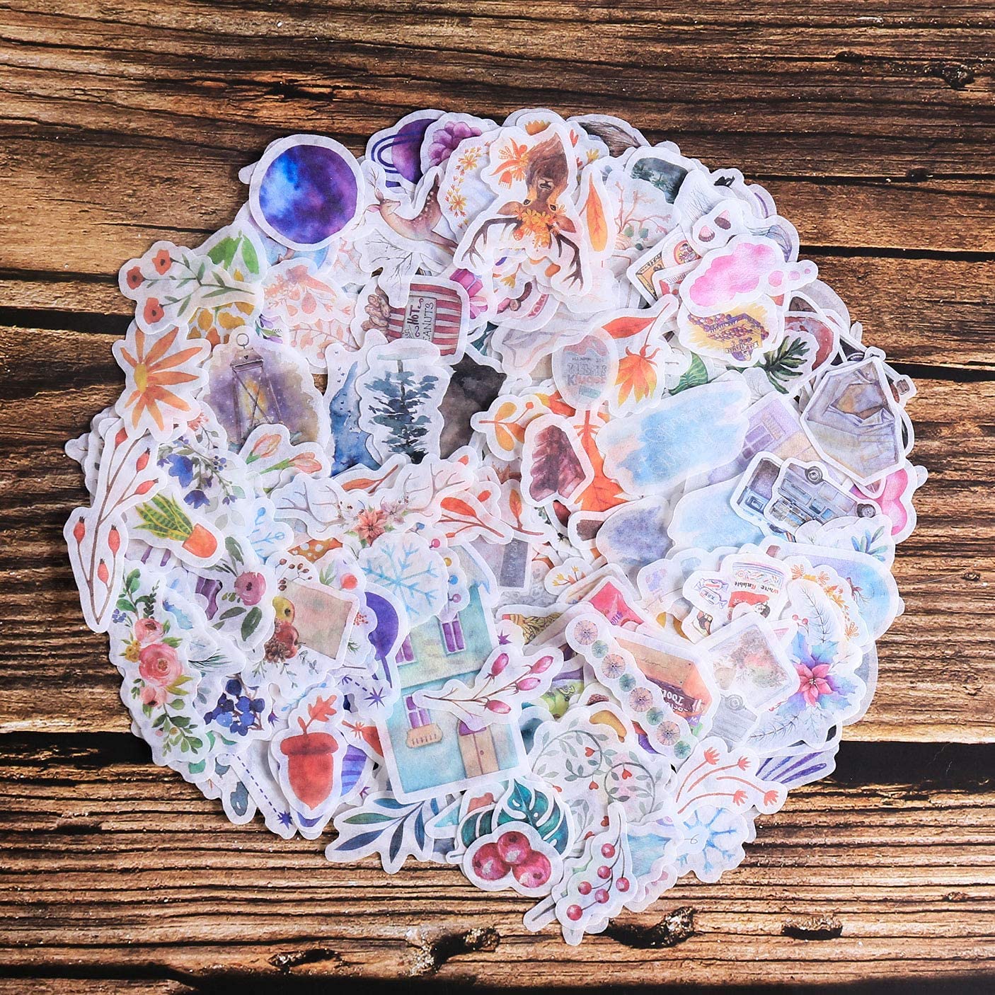 Paquete de Pegatinas Washi, 10 hojas (400 piezas) Planta | Flor | Vintage | Botánico | Pétalos | Pegatina Galaxy Scrapbooking para Sobres, álbumes de Recortes, Etiquetas, Diarios lindos Pegatinas
