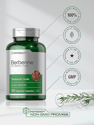 Miniatura 5 de Horbaach Berberine HCL Suplemento | 500 mg | 120 Cápsulas | de extracto de agracejo | Grado terapéutico | Vegetariano, sin OMG, sin gluten