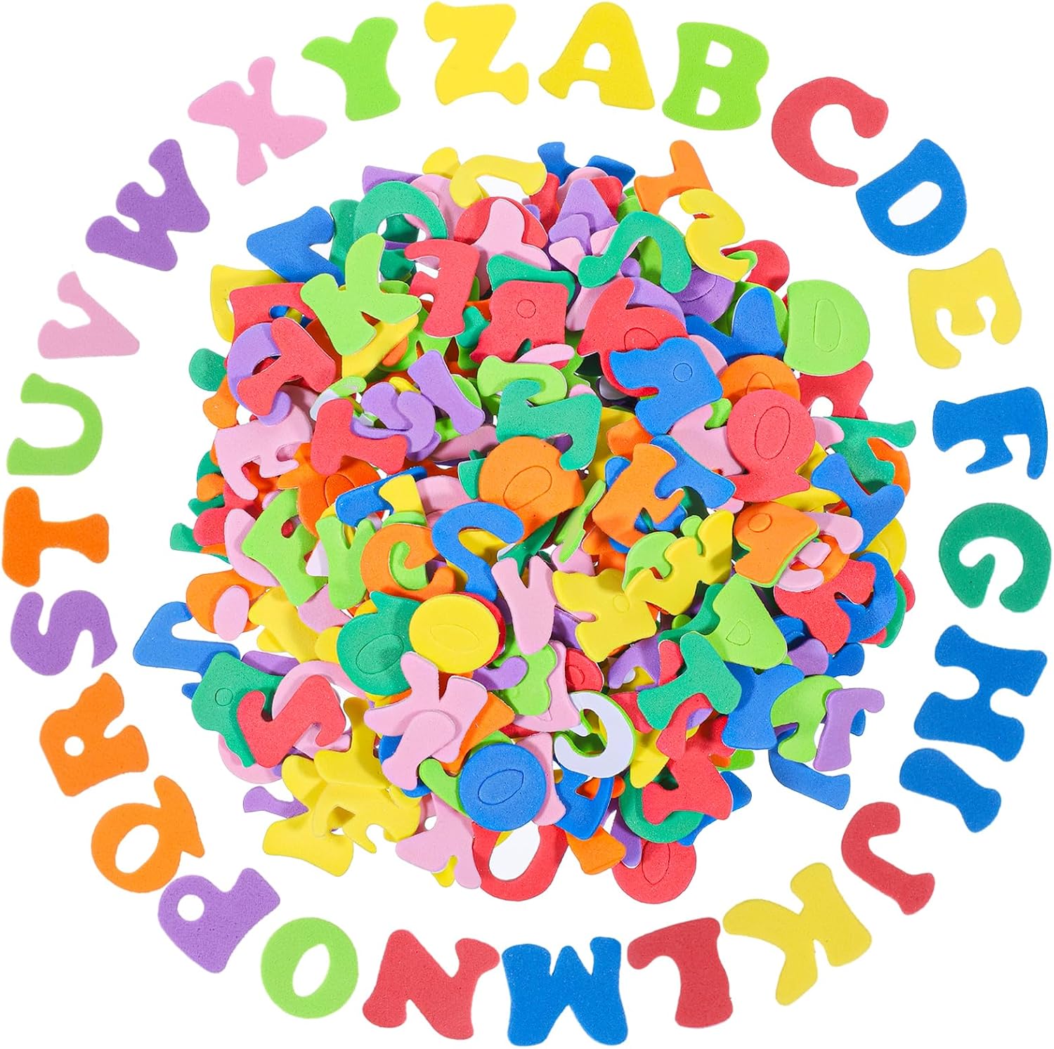 Nogeqi 500 Pcs Foam Letter Stickers, Self Adhesive A-Z Foam Alphabet Stickers for DIY Crafts School Project Classroom Supplies Party Decorations, Rich Colors (0.91 x 0.8 in)